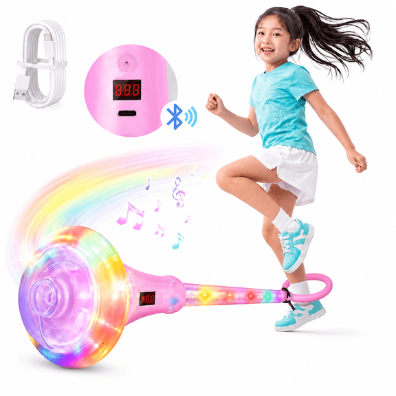 Wyte Skip Ball for Kids, Ankle Jump Toy with Bluetooth Music, Smart Counter, LED Lights, Foldable USB-C Rechargeable Jumping Toy, Ages 6-10