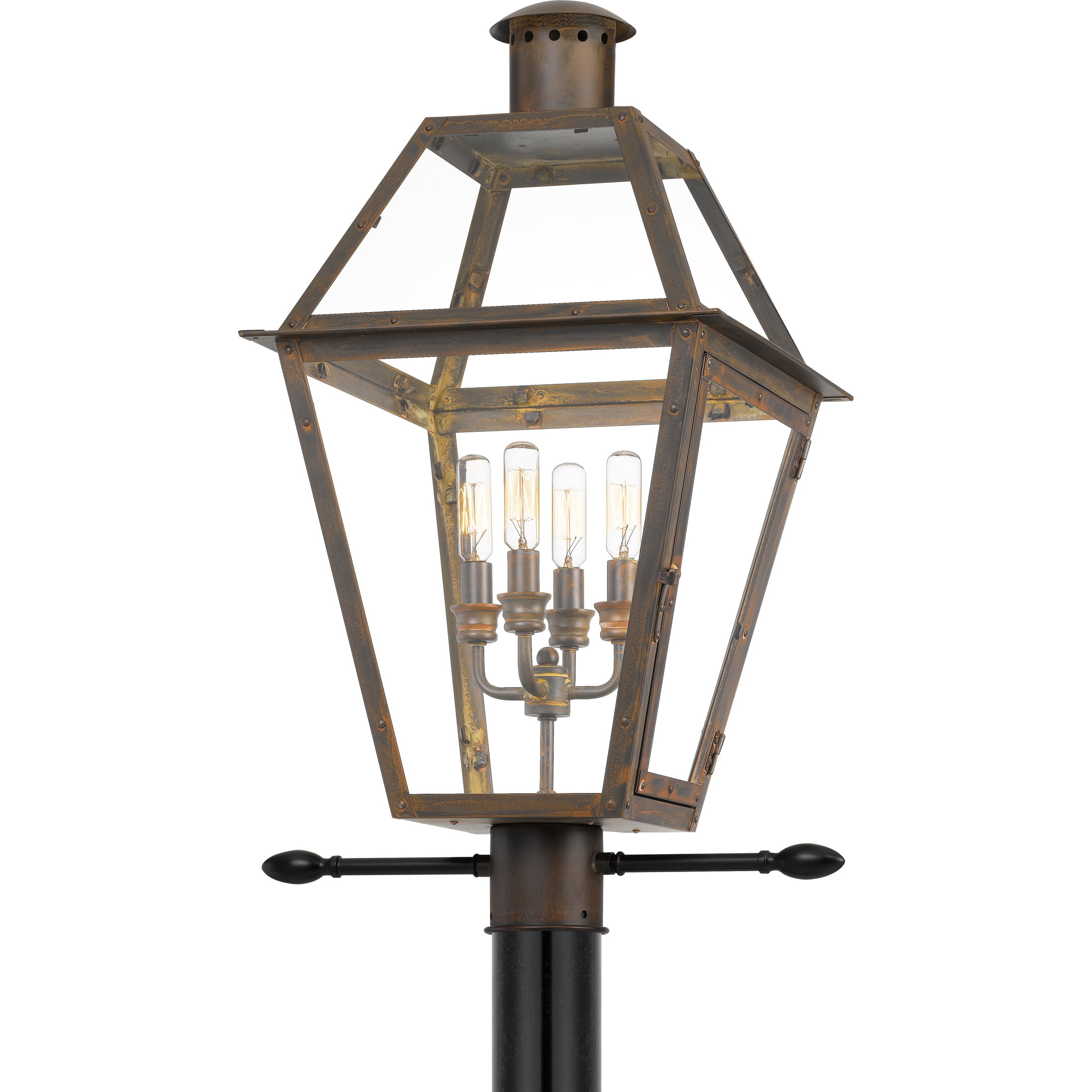 Rue De Royal 4-Light Industrial Bronze Outdoor Post Lantern