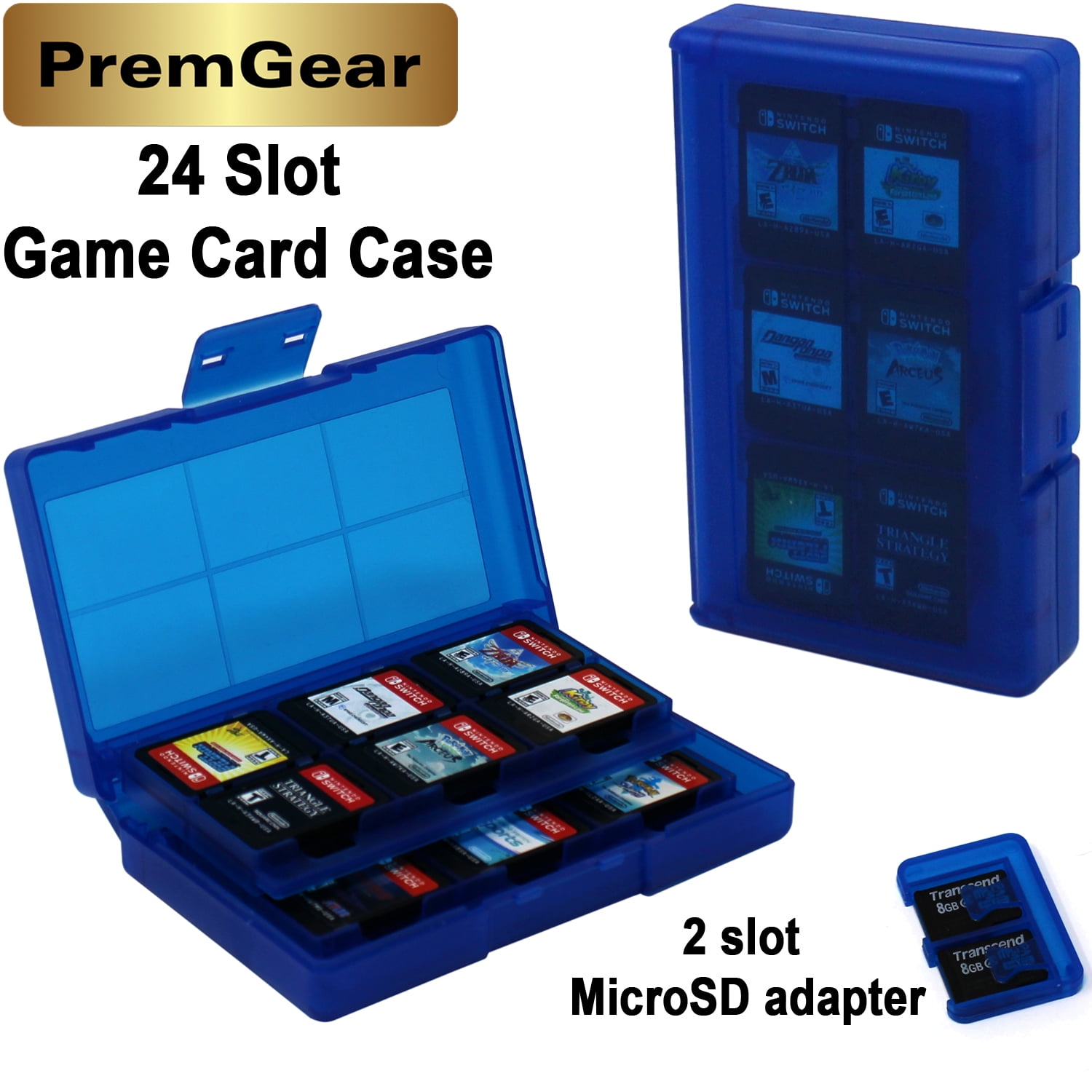 The Legend of Zelda: Tears of the Kingdom - Nintendo Switch (US Version), with PremGear Thumb Grips (8 pack - 2 Black, 2 Blue, 2 Red & 2 Clear), 24 Slot Game Card Holder & Cleaning Cloth