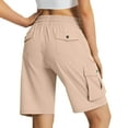 thumbnail image 5 of biudgviw Womens Knee Length Shorts Wide Leg Bermuda Cargo Shorts Outdoor Hiking High Waisted Drawstring Summer Long Shorts with Pockets, 5 of 7
