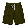 thumbnail image 5 of Corduroy Elastic Waist Drawstring Shorts for Men Casual Lightweight Multi-Pockets Cargo Summer Beach Loose Fit Bermuda Shorts, #02 Army Green, XXL, 5 of 5