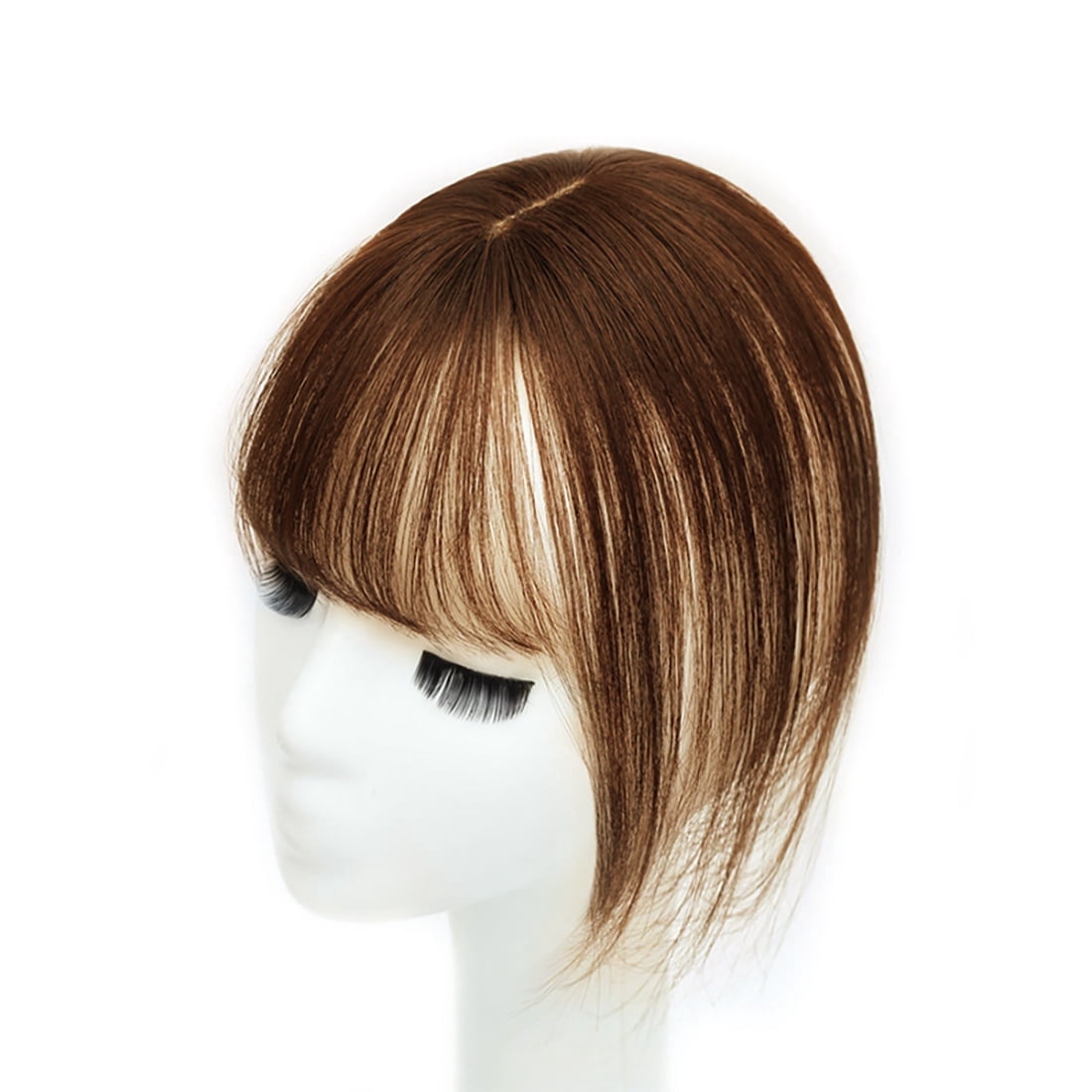 viviaBella Human Hair Clip in Hair Bangs 3D Machine Made Mono Base Clip-on Bangs Topper Real Hair Air Bangs One Piece Clip in Hair Topper/Hair Fringe