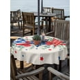 thumbnail image 2 of Outdoor Tablecloth with Umbrella Hole Zipper 4th of July Round Tablecloth 60" Waterproof Outside Table Cloth Blue Red Stars Independence Day Rustic Patio Table Cover Tablecloths for Picnic Party, 2 of 8