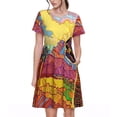 thumbnail image 1 of Balery Beautiful African Woman Vestidos sueltos de manga corta para mujer, vestidos de verano 2025, vestidos casuales de corte A con vuelo., 1 of 6