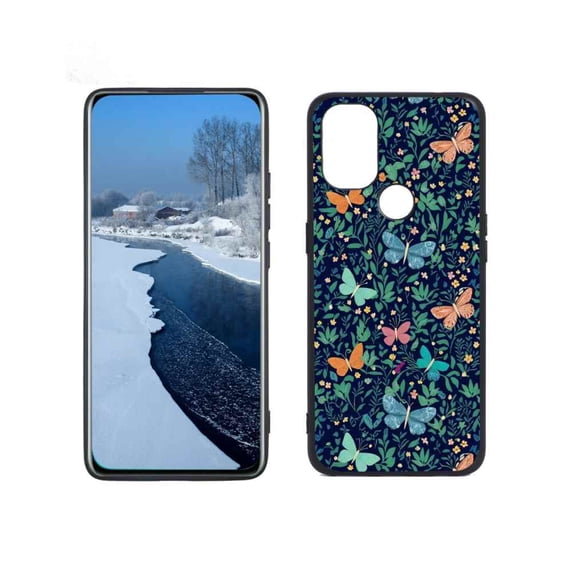 Butterflies-and-Flowers Phone Case, Degined for OnePlus Nord N10 Case Men Women, Flexible Silicone Shockproof Case for OnePlus Nord N10