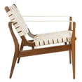 thumbnail image 5 of SAFAVIEH Couture Dilan Modern Leather Solid Safari Chair, Cream/Light Brown, 5 of 13