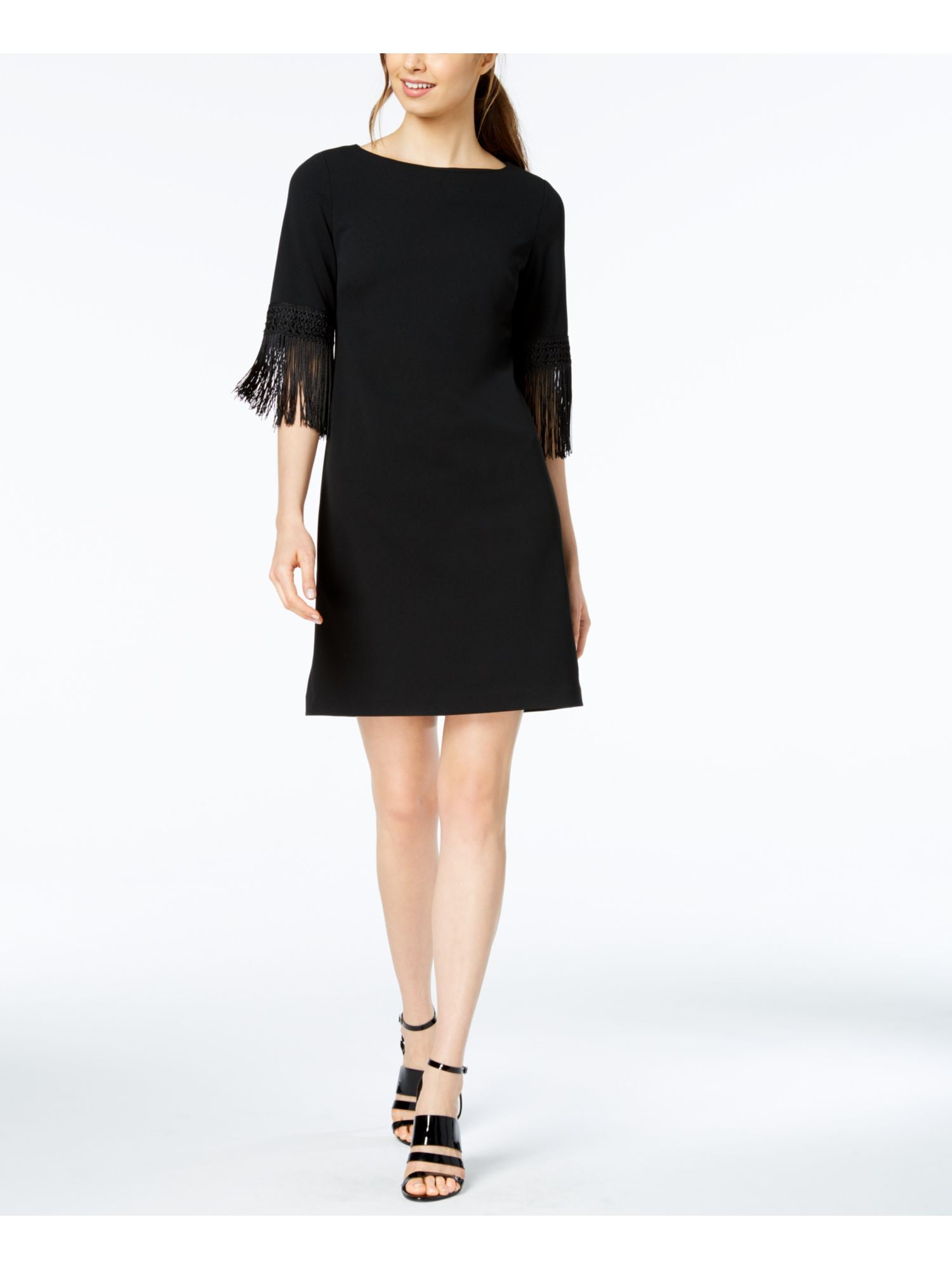 calvin klein black fringe dress