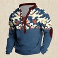 thumbnail image 4 of Maqroz Men's Camo Print Henley Sweatshirt Long Sleeve Button Up Casual Pullover Top Outdoor Hunting Military Streetwear Tops, 4 of 5