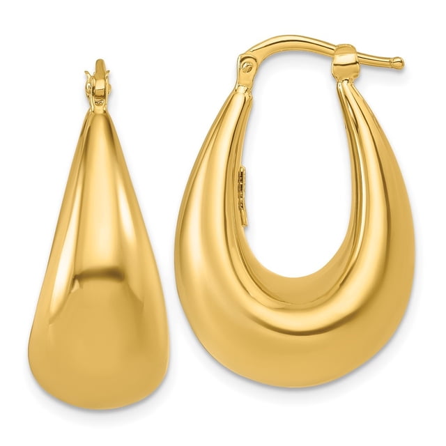 Diamond2Deal 14k Yellow Gold Polished Puffed Graduated Oval Hoop Earrings for Women