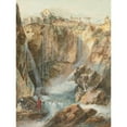 thumbnail image 2 of Louis Belanger 15x18 Gold Ornate Wood Frame and Double Matted Museum Art Print Titled - View of the Cascades at Tivoli with Fishermen and Tourists (1783), 2 of 4