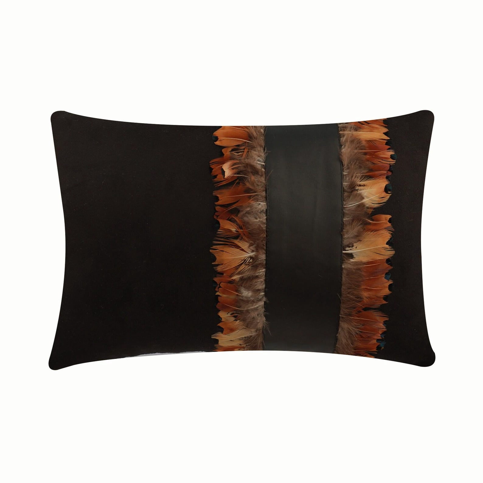 Decorative Brown 12"x20" (30x50 cm) Lumbar Pillow Covers, Suede Feather & Patchwork Oblong Pillows For Couch, Birds Pattern Modern Style Halloween Decorations - Feather Apart