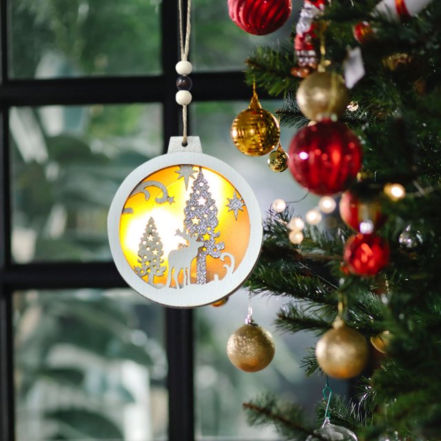 Colgante de Navidad con Luz de Alces de Madera Hot6sl