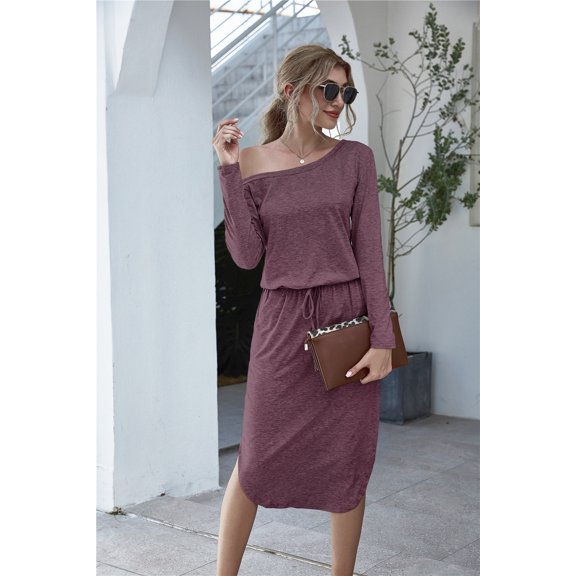 Women's Soft Special Off Shoulder Scoop Dress | 7 Colors