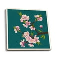 thumbnail image 1 of Cherry Blossoms, Letterpress (Absorbent Ceramic Coasters Set of 4 Matching Images, Cork Back, Kitchen Table Decor), 1 of 3