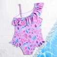 thumbnail image 5 of Shadoumai Girls Swimsuit One Piece Size 12-14 Gingham Ruffle Girls Tankini Swimsuit Quick Drying Contrasting Trim Bathing Suit Ruched Adjustable Strap Swimwear with Cover Up Pants, 5 of 7