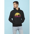 thumbnail image 2 of Yeti And Cheetah Sunset Retro   Hoodie Men -Image by Shutterstock, Male Small, 2 of 4