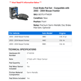 thumbnail image 2 of Front Brake Pad Set - Compatible with 2003 - 2004 Nissan Frontier, 2 of 2