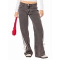 thumbnail image 3 of Jeans Larges à Jambes Latérales pour Femmes Café S, 3 of 9