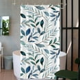 thumbnail image 2 of Blue Leaf Small Shower Curtain Watercolor Plants Painted Stall Shower Curtain Water Repellent Polyester Fabric Botanical Bathroom Curtain Set with 6 Hooks, 36W x 72L inch, 2 of 6