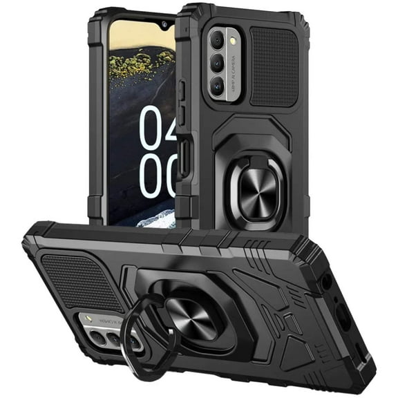 Rome Tech Heavy Duty Armor Case with Kickstand for Nokia G100 / C300, Military Grade Protective Cover, Black