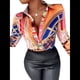 thumbnail image 1 of Blusas para Mujer, con Botones, Estilo Informal, de Negocios, de Larga, Elegantes y Sexys. Estampado Naranja XXL, 1 of 10