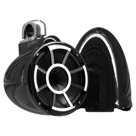 Wet Sounds REV 10 B-FC SA V2 - Black REV10 - Revolution Series 10" Tower Speakers, Pair with Silver Aluminum Fixed Clamps (pair)