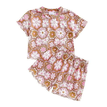 

Toddler Girls Summer Short Sleeve Floral Prints Tops and Shorts 2PCS Outfits Clothes Set for Children Clothes Fall Outfits for Baby Girls Here You Are Baby 4 Yr Old Girl Clothes for 6 Months Clothes