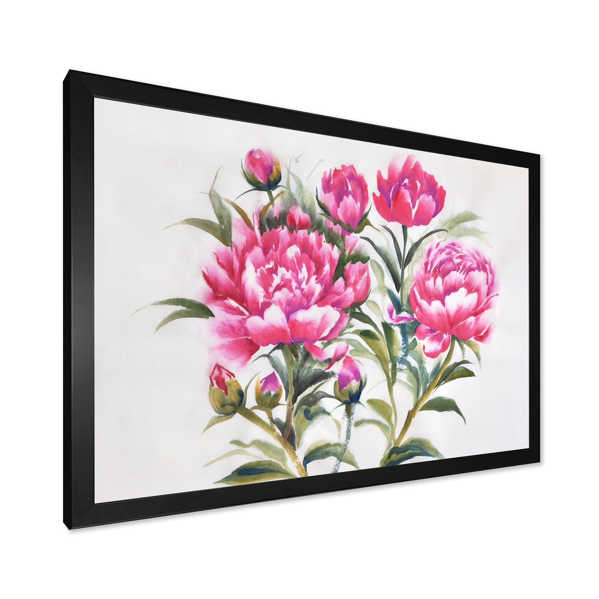 Designart 'Purple Peonies Flowers' Traditional Framed Art Print