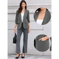 thumbnail image 2 of DARING DIVA Women's Ruched 3/4 Sleeve Shawl Collar Dressy Suit Jacket L Dark Gray, 2 of 6