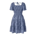 thumbnail image 2 of YuXingFu Plus Size Summer Dresses for Women Mid-Length Crew Neck Plus Size Womens Dress Short Sleeve Floral Casual Summer Navy M, 2 of 6