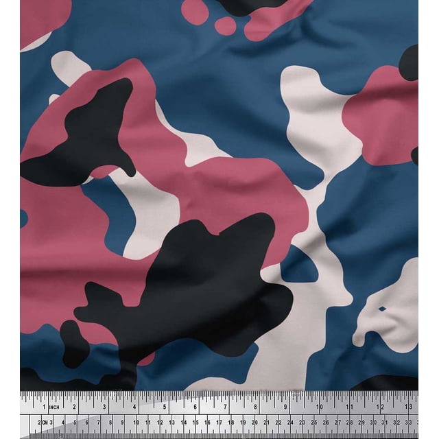 Soimoi Poly Georgette Fabric Two Tone With White Camouflage Print Fabric by Yard 52 Inch Wide