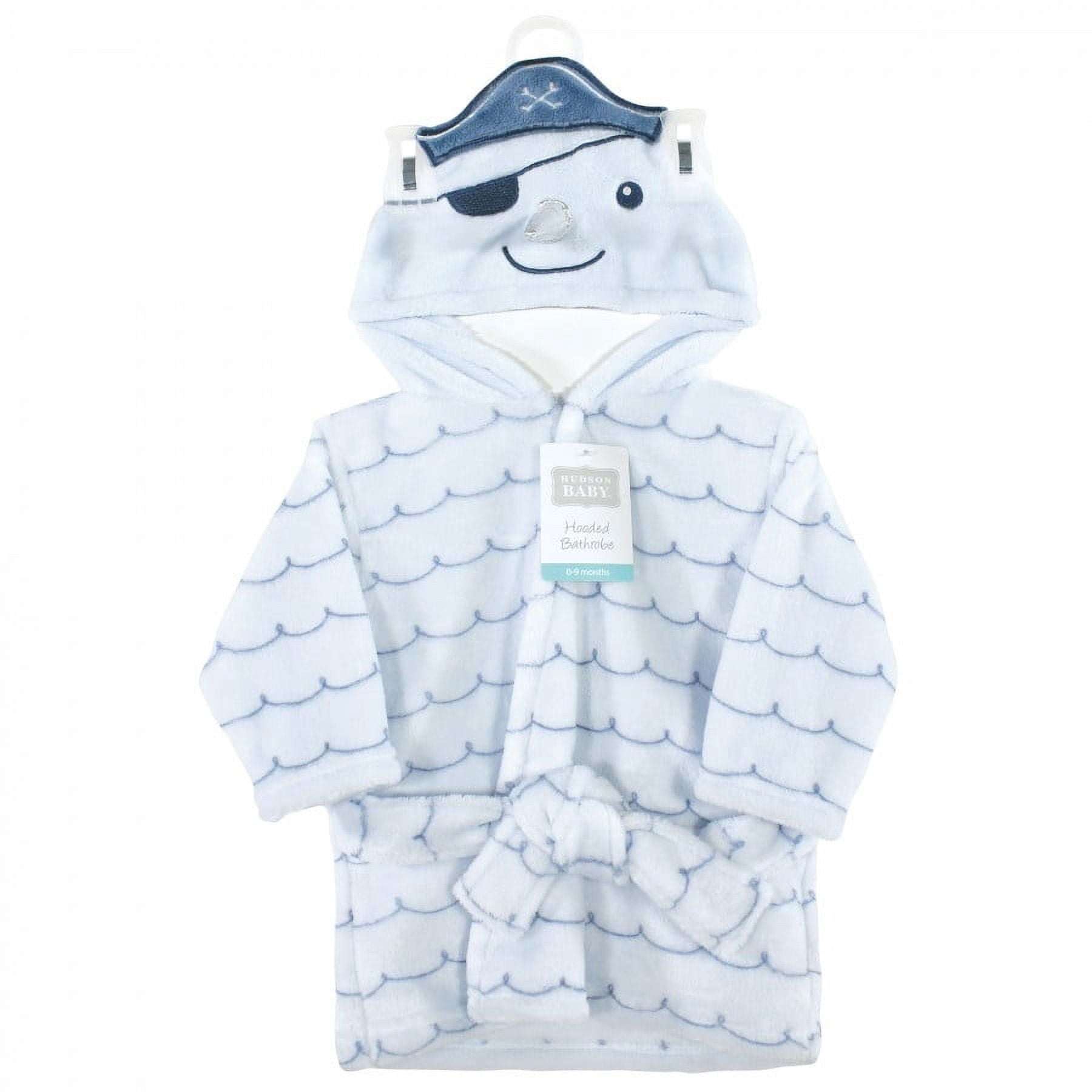 Hudson Baby Infant Boy Plush Animal Face Bathrobe, Narwhal, 0-9 Months