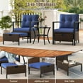 thumbnail image 4 of Harmijoy 5 Piece Outdoor Furniture Set, Rattan Chairs & Ottomans w/ Round Glass Topped Coffee Table, Space Saving Cushioned Patio Conversation Set for Backyard, Poolside, 4 of 7