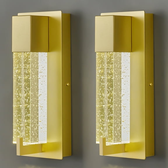 Gold Crystal Wall Sconces 6W LED 6000K Indoor Wall Lights for Bedroom Hallway Stairway Bedside Bathroom （2 Pack）