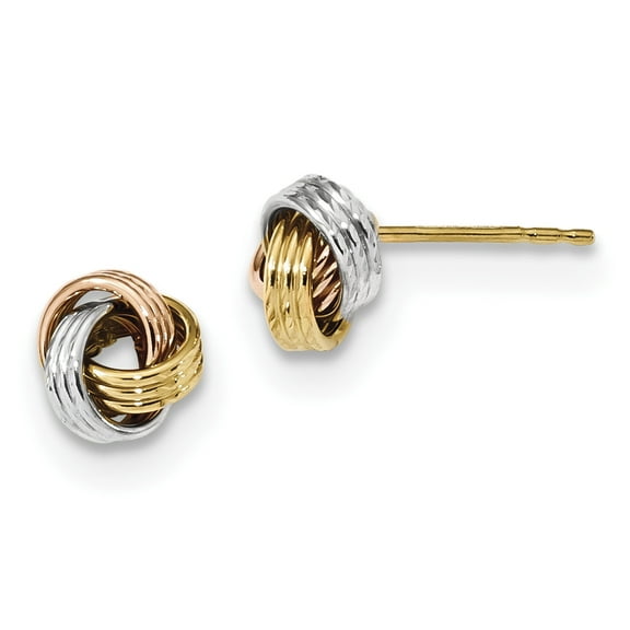 Primal Gold 14 Karat Tri-color Love Knot Post Earrings