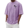 thumbnail image 2 of GrmtClth Mens Shirts 2026 Vintage Summer Graphic Printed T-Shirts Workout Short Sleeve Tops Trend Crewneck Clothes Light Purple 2XL, 2 of 4