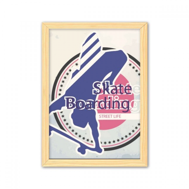 Cuadro de madera decorativa Unbranded Deporte skate boarding acuarela ilustración A4