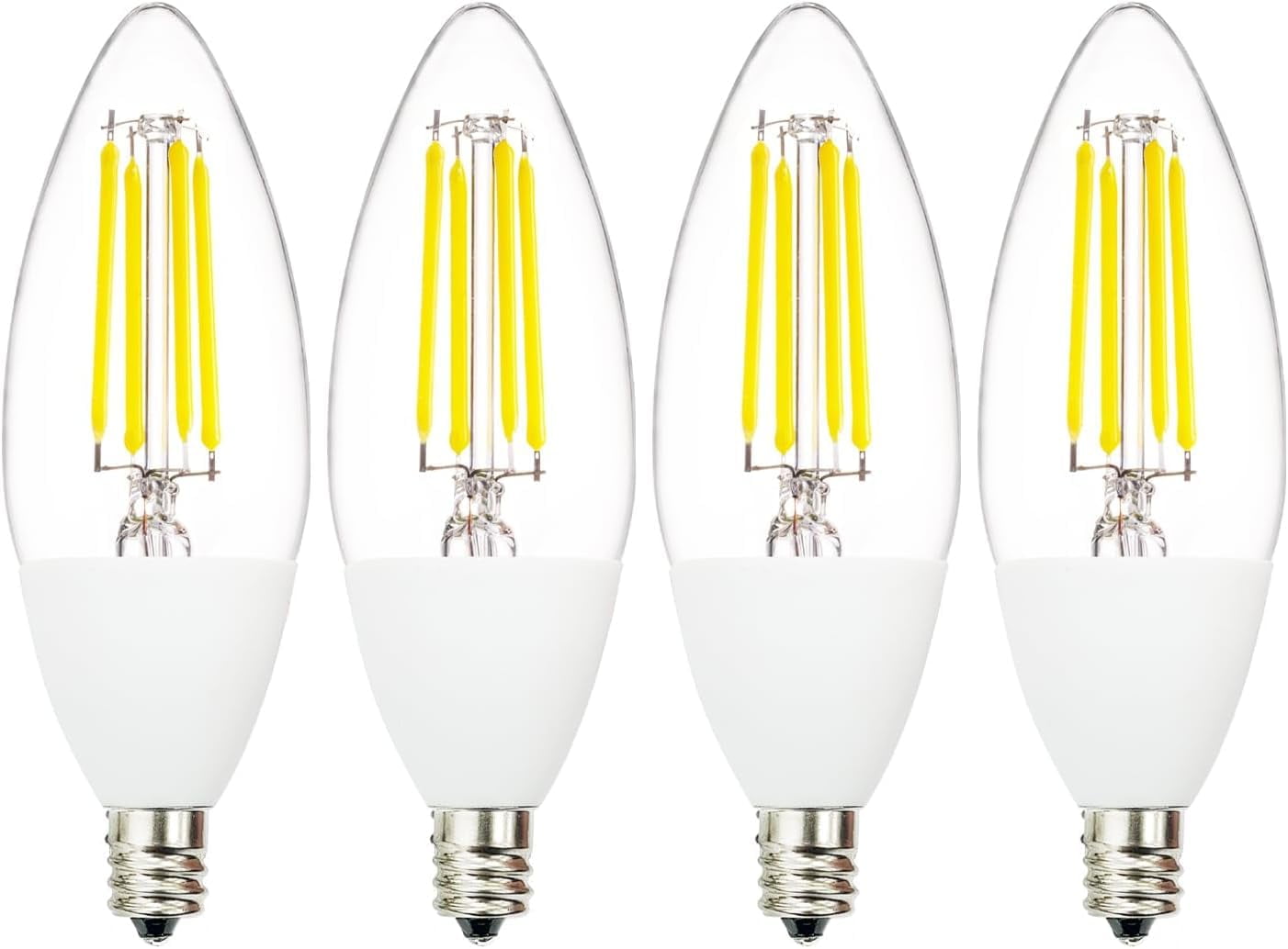 Jaspertronics Dusk to Dawn Outdoor Sensor LED Edison Bulbs 4W 450LM B11 Candelabra E12 Base Auto On/Off Photocell 5000K Cool White 4 Unit per pack