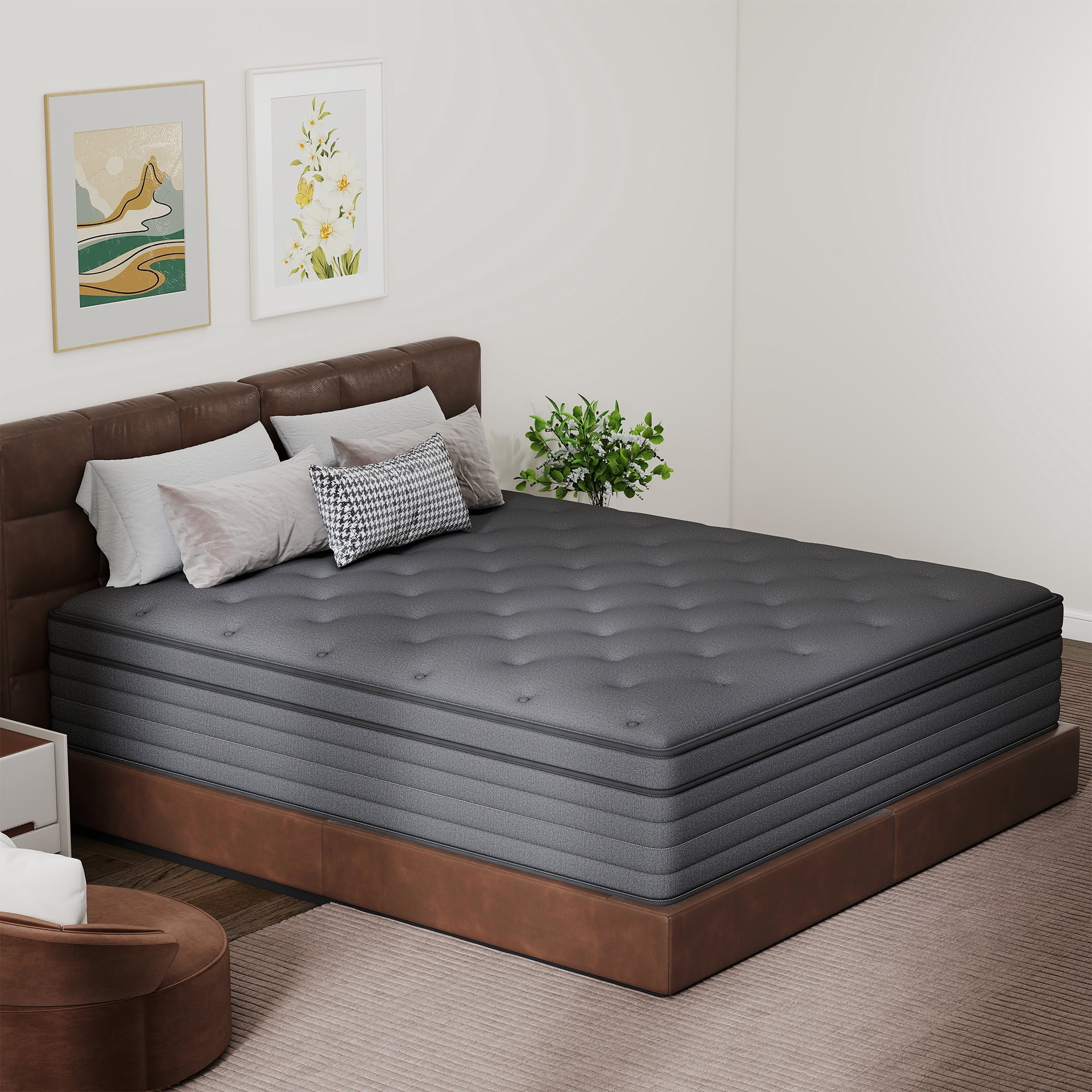 Abunitt 12 inch Full Mattress in a Box, Hybrid Gel Memory Foam with Individually Wrapped Pocket Coils, Medium Firm, Pressure Relief, Cooling Sleep Support for Adult