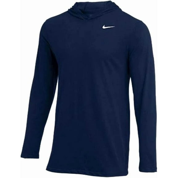 Nike Mens Dri-FIT Long Sleeve Hoodie Tee (Navy, Medium)