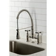thumbnail image 2 of Kingston Brass GS1276BEX Essex Double-Handle 2-Hole Deck-Mount Pre-Rinse Bridge Kitchen Faucet in Polished Nickel, 2 of 8