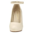 thumbnail image 2 of BLISSFUL STEP Chaussures pour Femmes Bout Rond Talon Aiguille Bride à la Cheville Escarpins Beige 6, 2 of 8