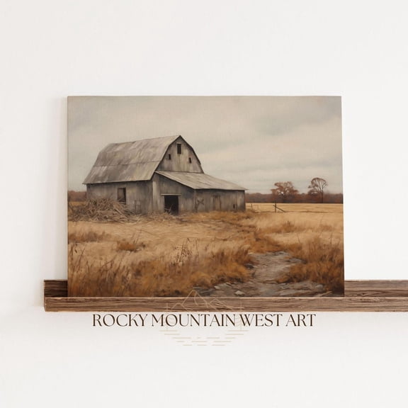 Vintage Old Barn Wall Art, American West Art, Western Room Decor, Western Landscape Print, Farmhouse Wall Art, Western Wall Art, Poster, Unframed Poster Size 8x12 F03.1.15l902