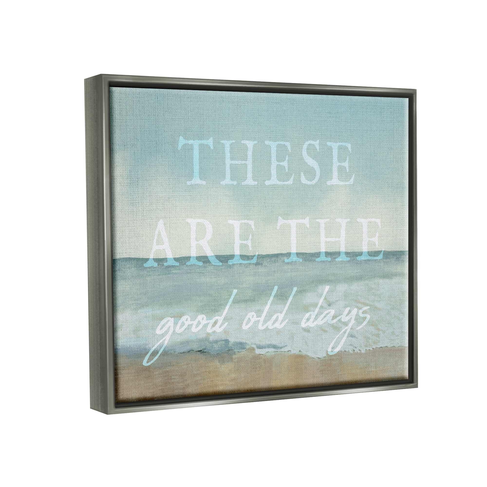 Stupell Industries Good Days Coastal Phrase Abstract Painting Gray Floater Framed Canvas Art Print Wall Art, 31 x 25