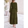 thumbnail image 2 of Vestido midi PRETTYGARDEN para mujer con cuello en V fruncido y manga larga, 2 of 9