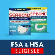 SEA-BOND Denture Adhesive Seals Lowers Original, 30 Each (Pack of 2)