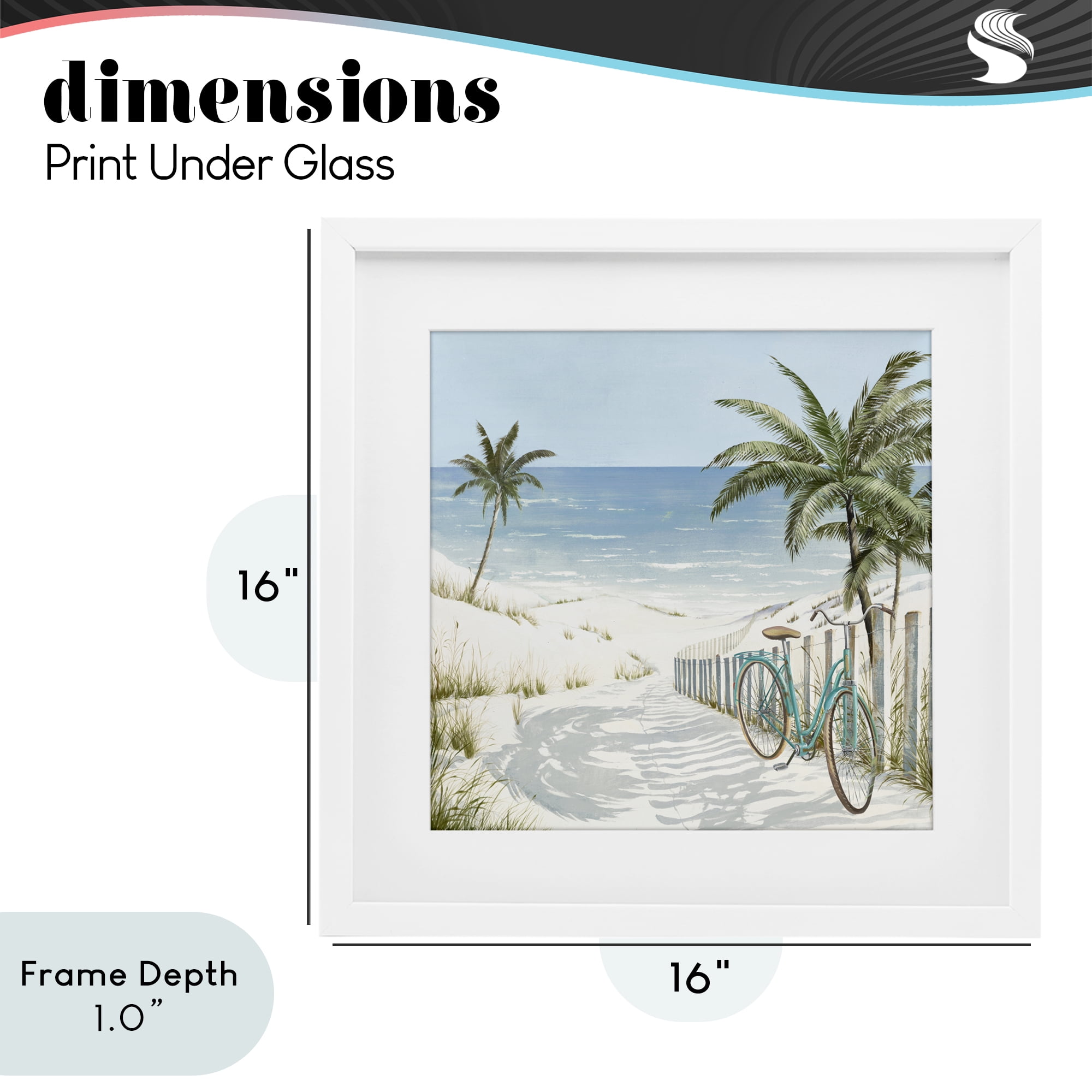 Stupell Industries Beach Bike Coastal Scene White Framed Print Under Glass, design by Lorenzo Collective