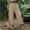 Khaki women's elastic waist harem pants a1, variant on Cagogo Women's Elastic Waist Harem Pants Casual Flowy Solid Bohemian Drawstring Palazzo Trousers Summer Vacation Beach Lounge Yoga Wear, Gray L