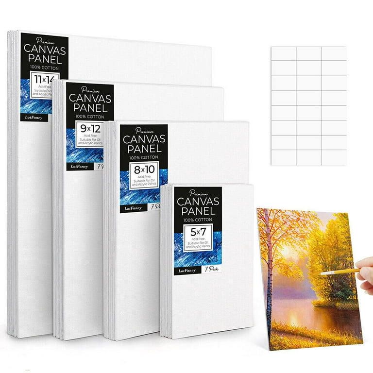 28 Packs Canvas Panels - Artist Cotton Canvas Boards for Oil & Acrylic  Painting