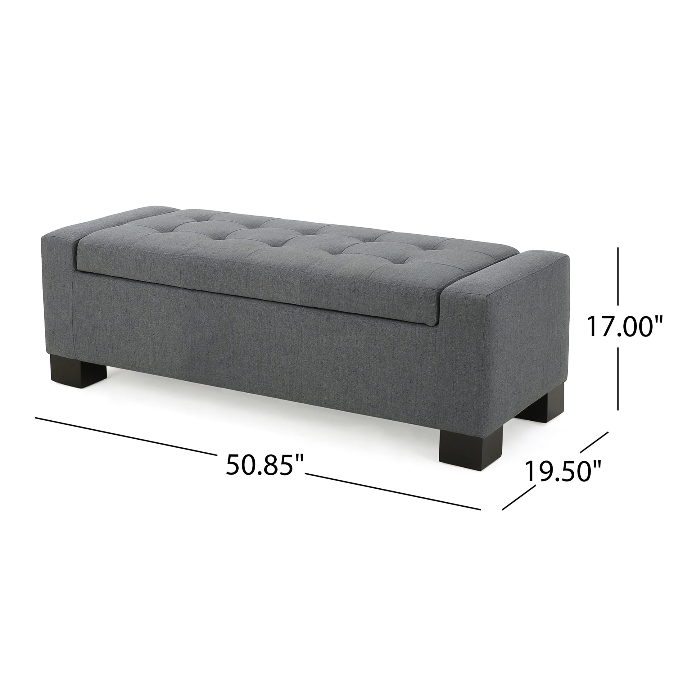 JERFIT Storage Ottoman Bench with Lift Top, Grey Polyester Upholstered Ottoman for Living Room, Foot Rest Stool with Hidden Storage for Bedroom, Office